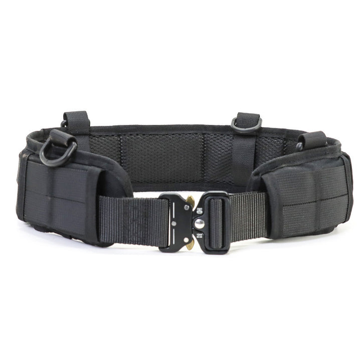 Black Tactical Utility Belt with Adjustable Straps and Metal Buckle