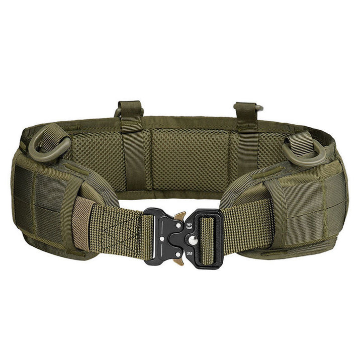 Green Tactical Utility Belt with Adjustable Straps and Metal Buckle