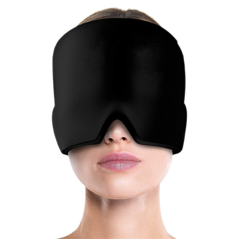 Black Hot & Cold Therapy Gel Mask - Reusable, Soothing Facial and Head Relief Wrap