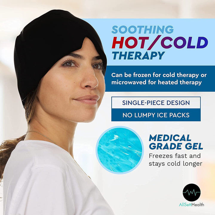 Black Hot & Cold Therapy Gel Mask - Reusable, Soothing Facial and Head Relief Wrap