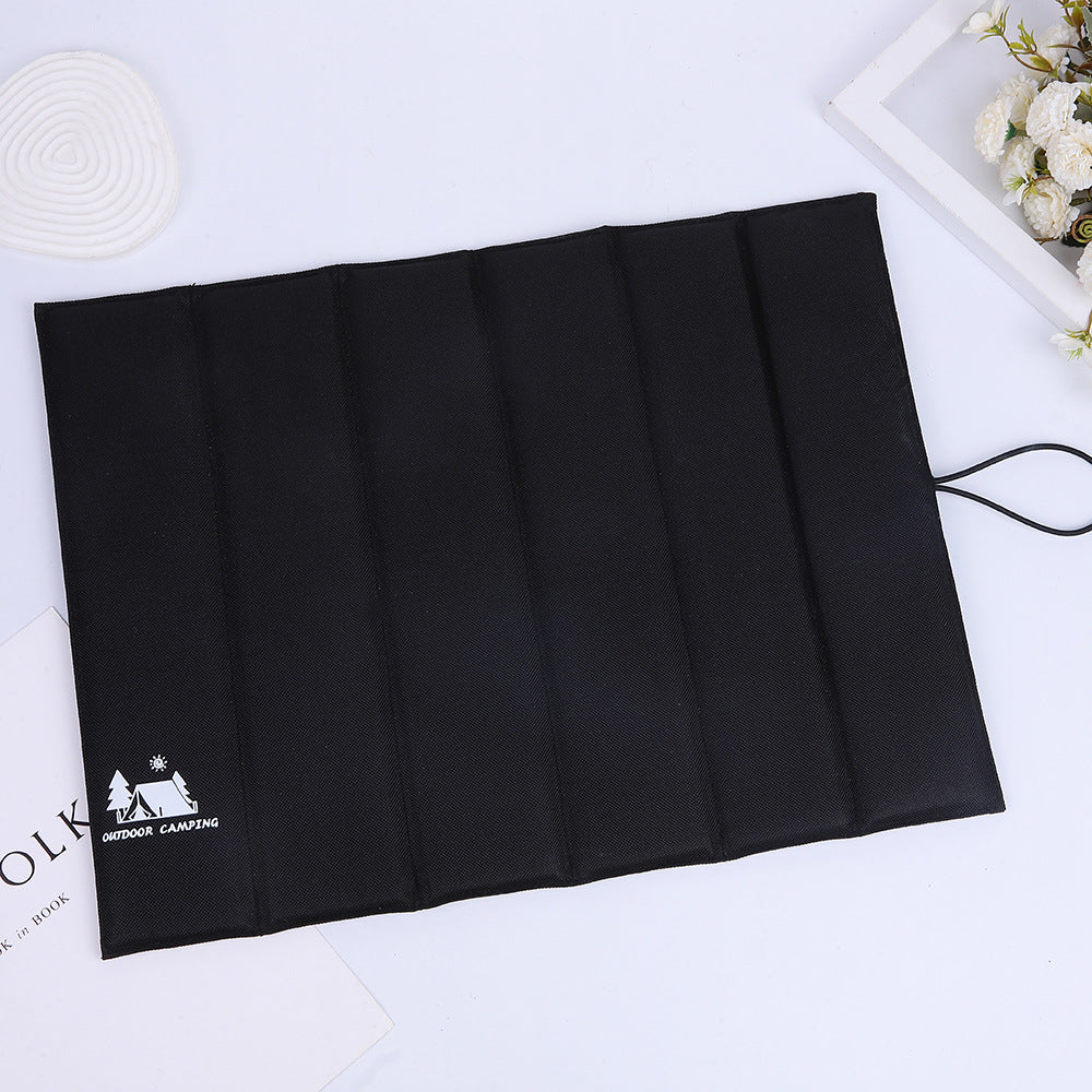 Black Portable Outdoor Folding Seat Cushion - 42cm x 32cm for Camping and Hiking