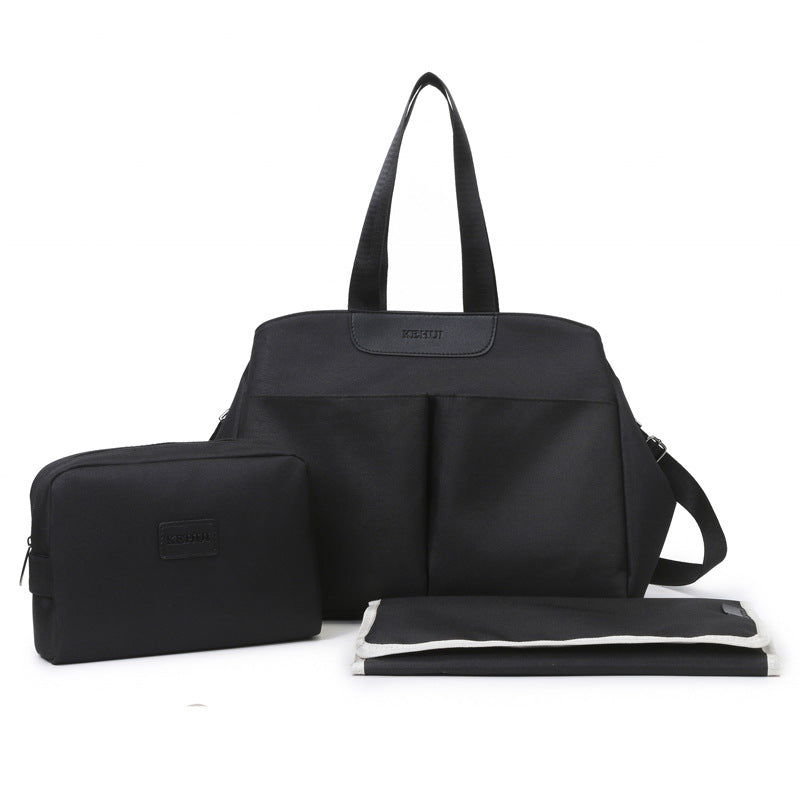 Black Multi-functional Baby Diaper Bag with Changing Mat - Travel & Stroller-Friendly Design