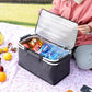 Black Portable Aluminum Foil Insulated Picnic Basket with Zipper Lid, 40x20x23cm