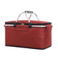 Red Portable Aluminum Foil Insulated Picnic Basket with Zipper Lid, 40x20x23cm