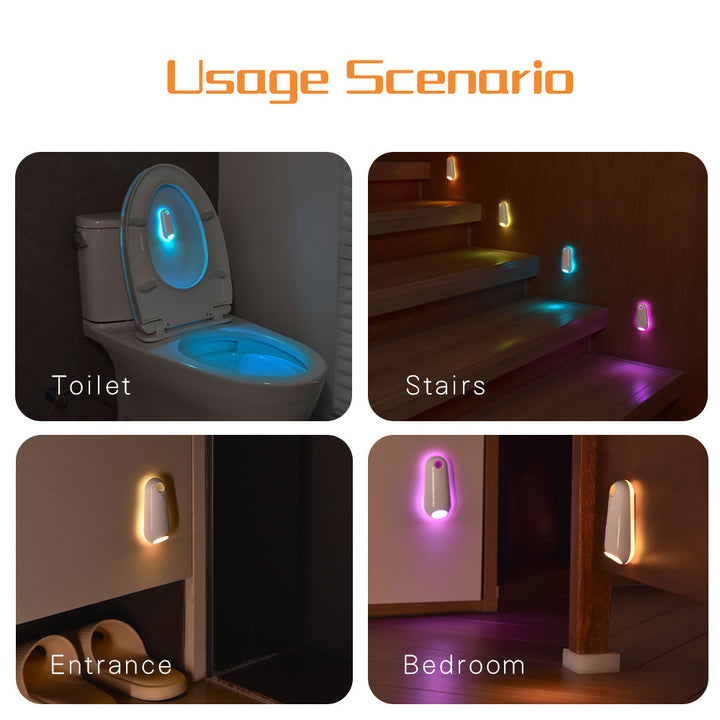 LED Motion Sensor Toilet Night Light - 8-Color Adjustable Glow with Modern Design