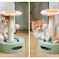 Yellow-pink Interactive Cat Scratching Post with Playful Ball Toys, Flower Design - 35cm Height, 26cm Base