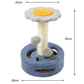 Blue-grey Interactive Cat Scratching Post with Playful Ball Toys, Flower Design - 35cm Height, 26cm Base