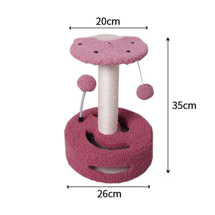 Strawberries Interactive Cat Scratching Post with Playful Ball Toys, Flower Design - 35cm Height, 26cm Base