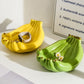 Yellow Ceramic Banana-Shaped Fruit Plate - Decorative and Functional Storage Tray