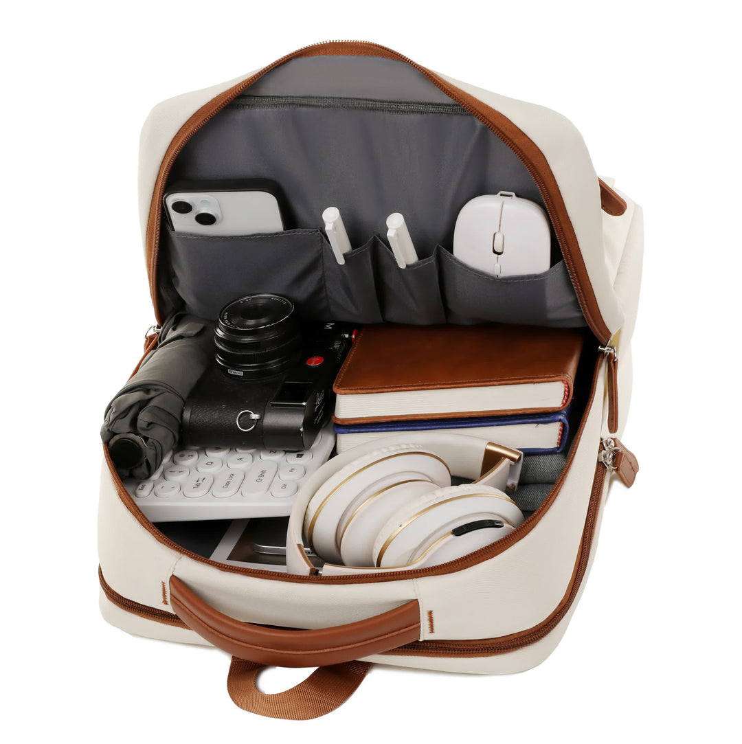 Black Minimalist USB Charging Laptop Backpack - Elegant and Spacious Travel Bag