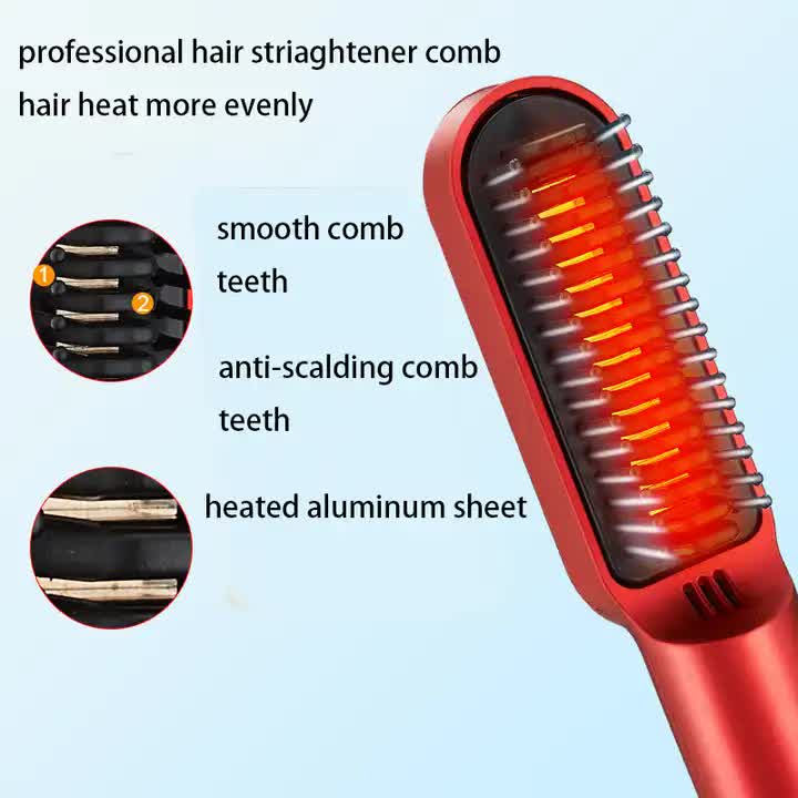 White Wireless 2-in-1 Ceramic Hair Straightener & Curler - Portable Travel Hot Comb, Rechargeable Hair Styling Tool