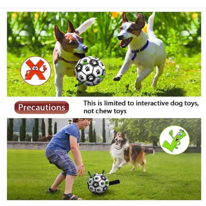 19*19cm Interactive Dog Toy Soccer Ball with Rope | Outdoor Fetch & Tug Play for Dogs | Training & Exercise Pet Toy