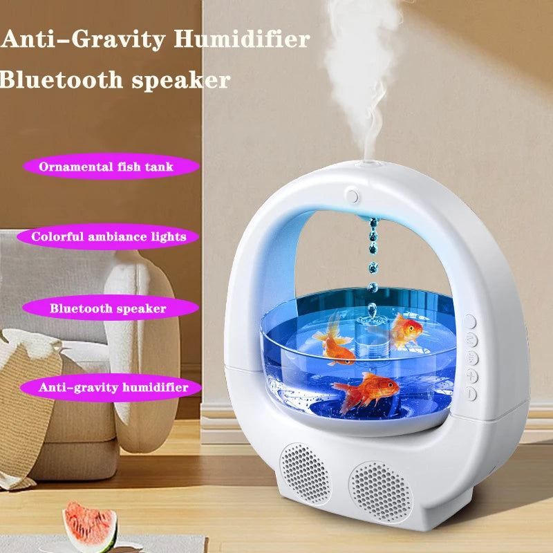 Black 3 In 1 Anti-Gravity Humidifier Multifunctional Aromatherapy Machine Bluetooth-compatible Speaker Fish Tank Ambient Light