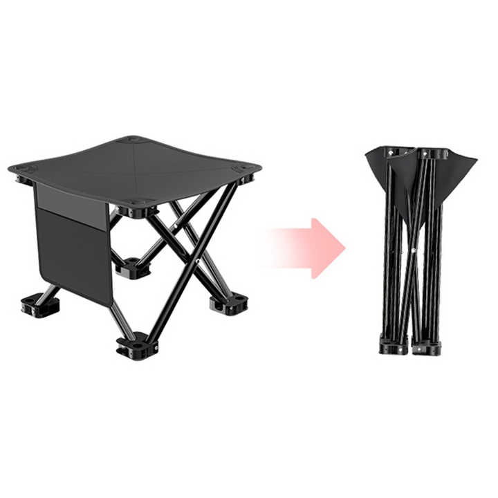 23*28cm Black Outdoor Folding Stool - Lightweight Portable Picnic Chair, Fishing Chair, Camping Seat, and Collapsible Bench for Outdoor Activities