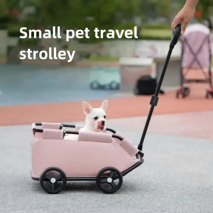 Pink Compact Foldable Pet Stroller for Dogs and Cats – Lightweight Travel Pushchair for Small Pets, Teddy Dogs, and Cats – Portable and Collapsible Pet Buggy for Outdoor Adventures