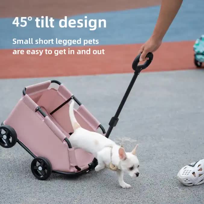 Pink Compact Foldable Pet Stroller for Dogs and Cats – Lightweight Travel Pushchair for Small Pets, Teddy Dogs, and Cats – Portable and Collapsible Pet Buggy for Outdoor Adventures