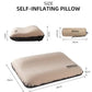 Beige Automatic Inflatable 3D Outdoor Sponge Pillow - Portable Camping Travel Neck Cushion, Comfortable Air Mattress for Tent, Versatile Nap Pillow