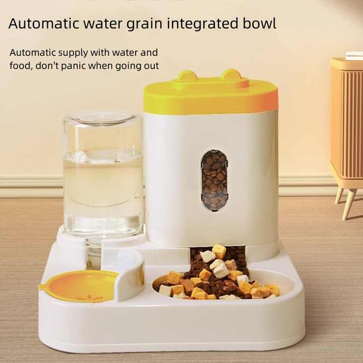 Grey Automatic Pet Feeder and Water Dispenser - Smart Dog Bowl & Cat Feeder, Universal Pet Feeding Station, Electric Pet Water Fountain