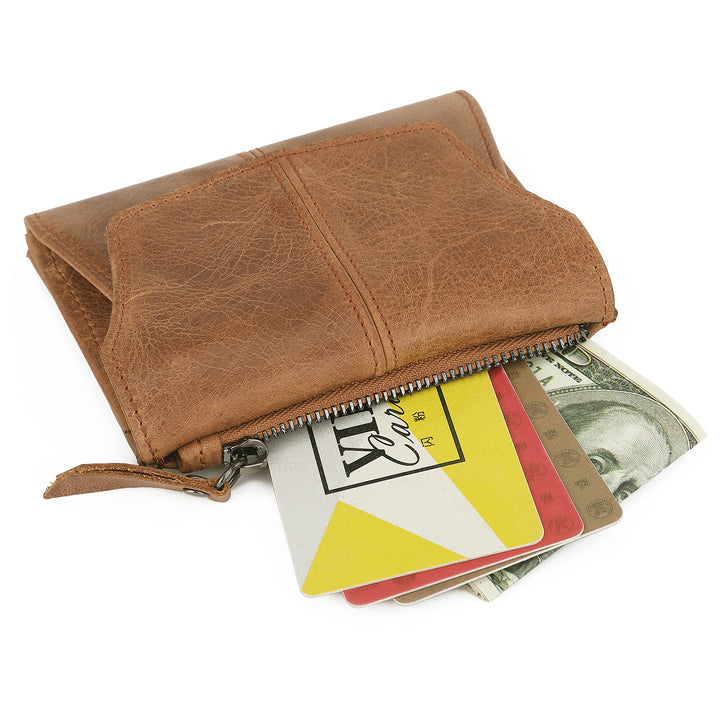 Light Brown Genuine Leather Women's Wallet - Multifunctional Coin & Card Holder, Fashionable Card Box in Top-Grade Cowhide