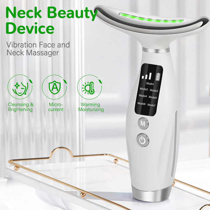 7-Color LED Neck Massager with Heat Therapy, 7 Modes, USB Rechargeable Neck Beauty Device