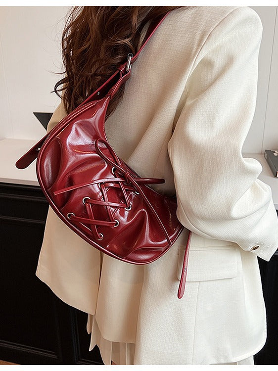 Red Elegant Bowknot Design Shoulder Bag - Chic Underarm Dumpling Bag for Trendy Looks