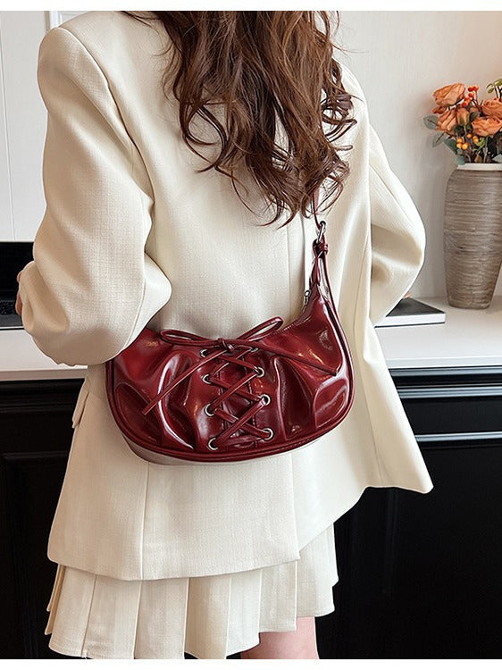 Black Elegant Bowknot Design Shoulder Bag - Chic Underarm Dumpling Bag for Trendy Looks