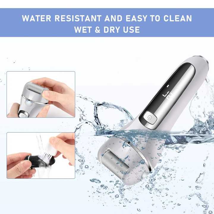 White 3 Pcs Suit Electric Foot Callus Remover with LCD Display | Waterproof Pedicure Set | Dual-Speed Dead Skin Exfoliator for Smooth Feet