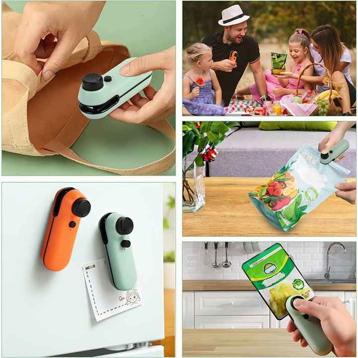 White Portable Mini Food Vacuum Sealer - Convenient Household Snack Bag Sealing Machine