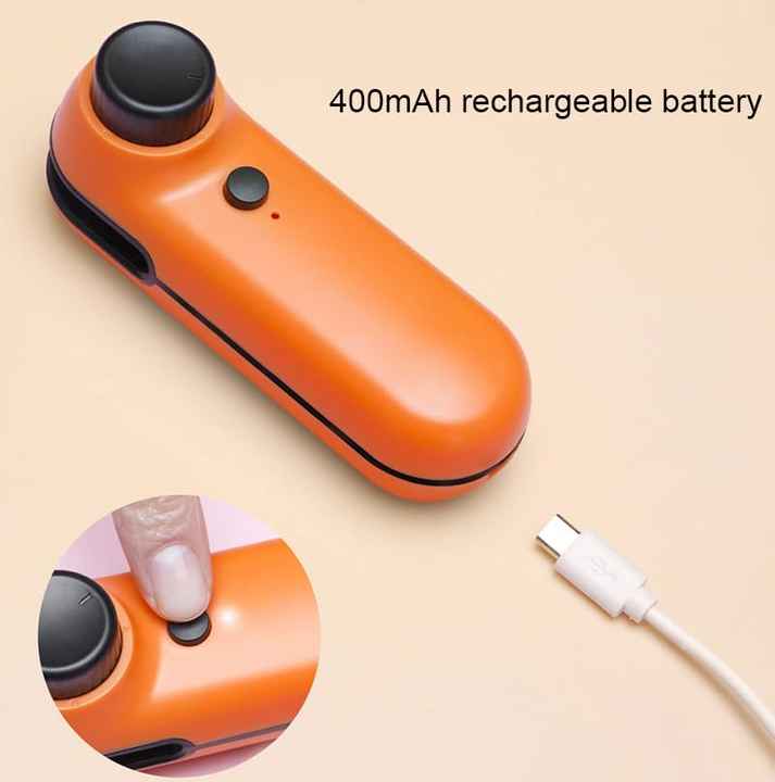 Orange Portable Mini Food Vacuum Sealer - Convenient Household Snack Bag Sealing Machine