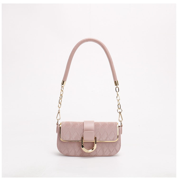 Pink Elegant Quilted Chain Shoulder Bag for Office Professionals | Simple and Fashionable Small Square Bag for Women