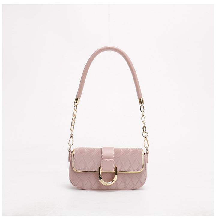 Pink Elegant Quilted Chain Shoulder Bag for Office Professionals | Simple and Fashionable Small Square Bag for Women