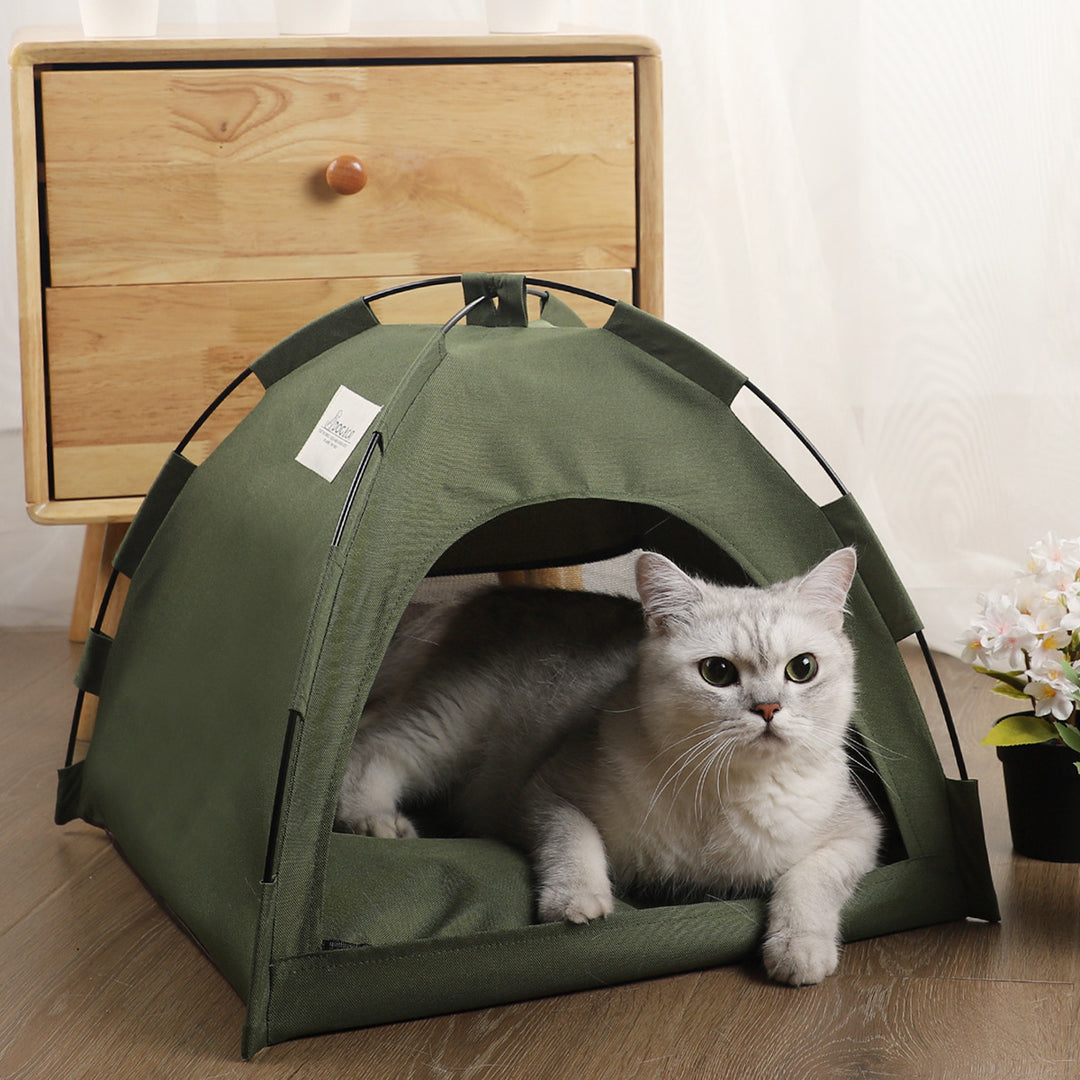 S Green Foldable Breathable Summer Pet Tent with Cooling Mat – Portable Outdoor and Indoor Pet Shelter