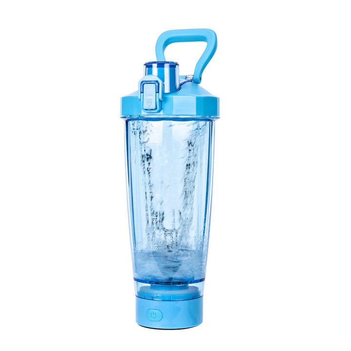 Blue Portable Electric Shaker Bottle without LED Light, 550ml Sports Protein Mixer Cup for Gym and Travel