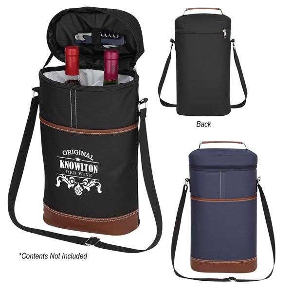 Blue Portable Insulated Wine Cooler Bag - Oxford Fabric Round Tote with Thick Aluminum Lining for Wine, Champagne, and Beverages