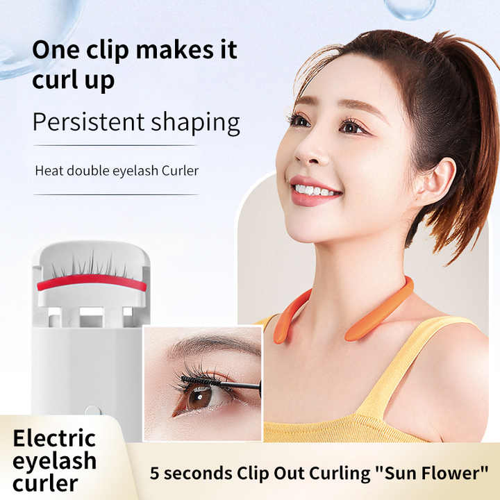 White Electric Heated Eyelash Curler, Portable Rechargeable Lash Curler, Long-Lasting Eyelash Curling Tool