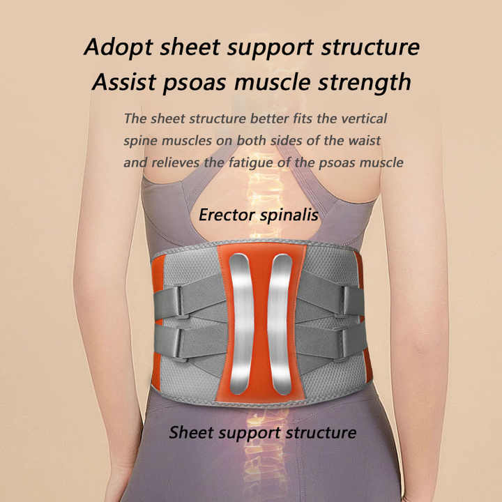 Grey And Orange Wireless Heated Waist Massager with Lumbar Support – Smart Back Pain Relief Device