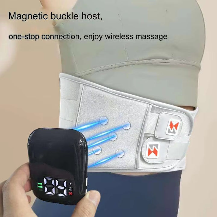 Dark Blue Wireless Heated Waist Massager with Lumbar Support - Smart Back Pain Relief Device