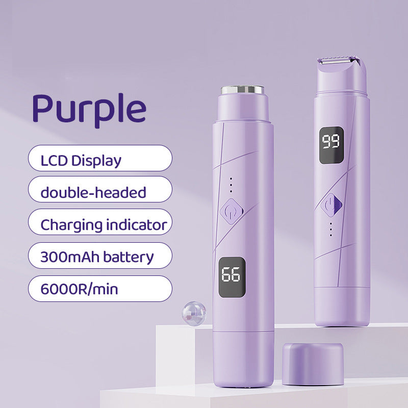 Purple Portable Wireless Electric Hair Remover – Dual-Head Rechargeable Mini Shaver for Women’s Sensitive Areas