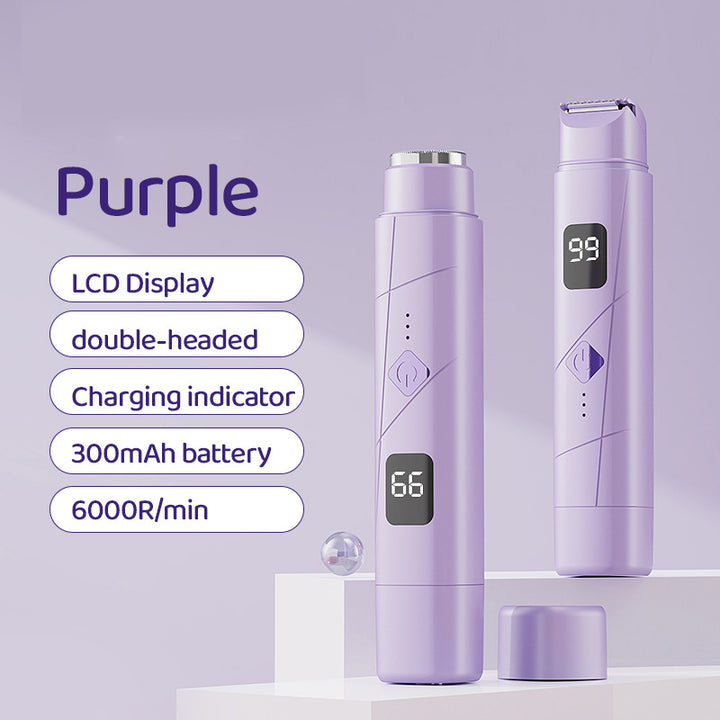 Purple Portable Wireless Electric Hair Remover – Dual-Head Rechargeable Mini Shaver for Women’s Sensitive Areas