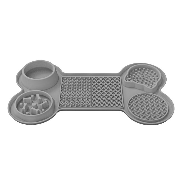 Grey Silicone Pet Licking Mat Slow Feeder Pad with Strong Suction and Foldable Design, Heat Resistant -40°C to 240°C, for Dogs and Cats