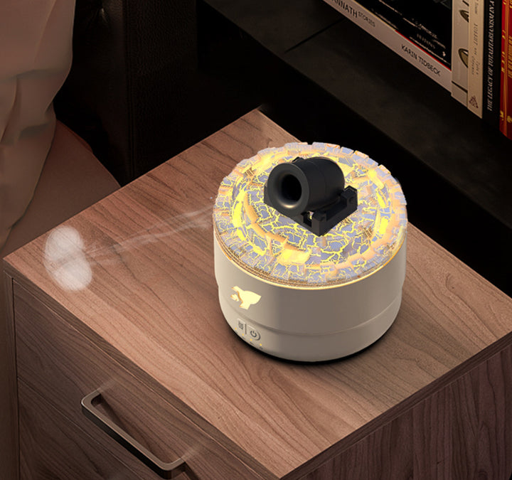 White Creative Cannon-Shaped Aromatherapy Diffuser with Colorful LED Lights, 280ml Ultrasonic Humidifier, Dual Mist Modes, Desktop Small Air Freshener