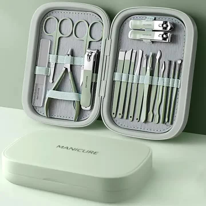 18-Piece Manicure and Pedicure Set - Stainless Steel Nail Clipper Kit | Professional Nail Care Grooming Tools | Compact Portable Case