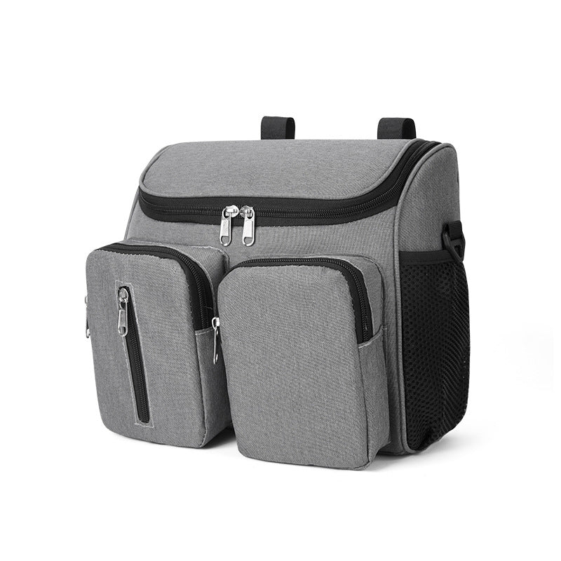 Grey Portable Baby Stroller Organizer Bag - Multi-Purpose Diaper Storage Bag for Moms, Lightweight and Travel-Friendly