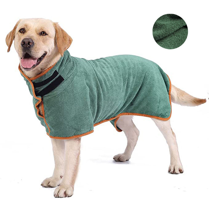 S Green Pet Dog Quick-Dry Bathrobe – Absorbent Towel Robe for Medium and Large Dogs