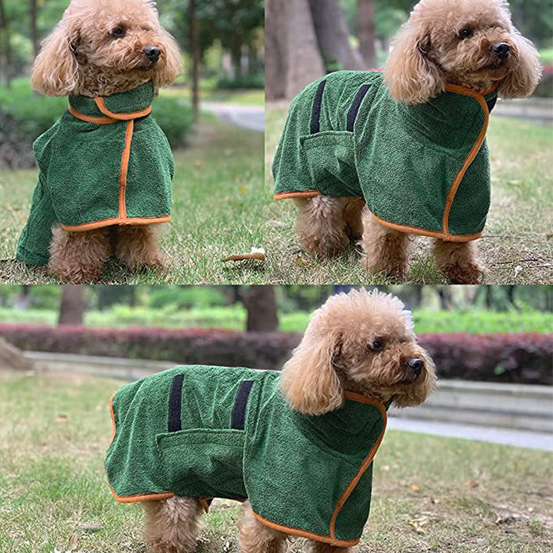 S Green Pet Dog Quick-Dry Bathrobe – Absorbent Towel Robe for Medium and Large Dogs