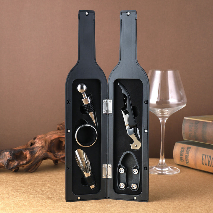 Red Closure Creative Wine Accessories Set – 5-Piece High-Grade Wine Tool Gift Set