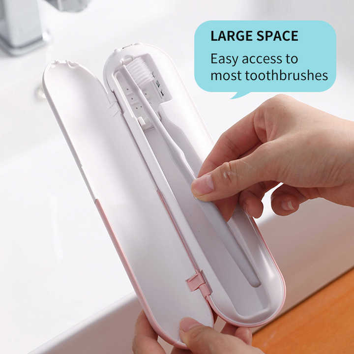 1 Piece Grey Portable UV-C Toothbrush Sterilizer - Rechargeable Travel Case with UV-C Disinfection, Compact and Lightweight, Easy-to-Clean Design