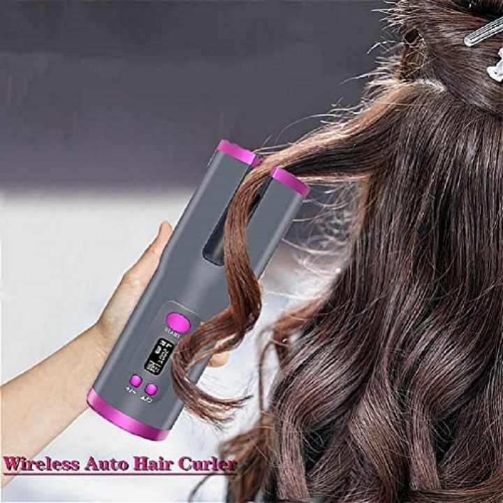 Pink Automatic Hair Curler - USB Rechargeable, Safe and Portable Curling Iron for Quick Styling, Anti-Scald Design, Compact and Lightweight