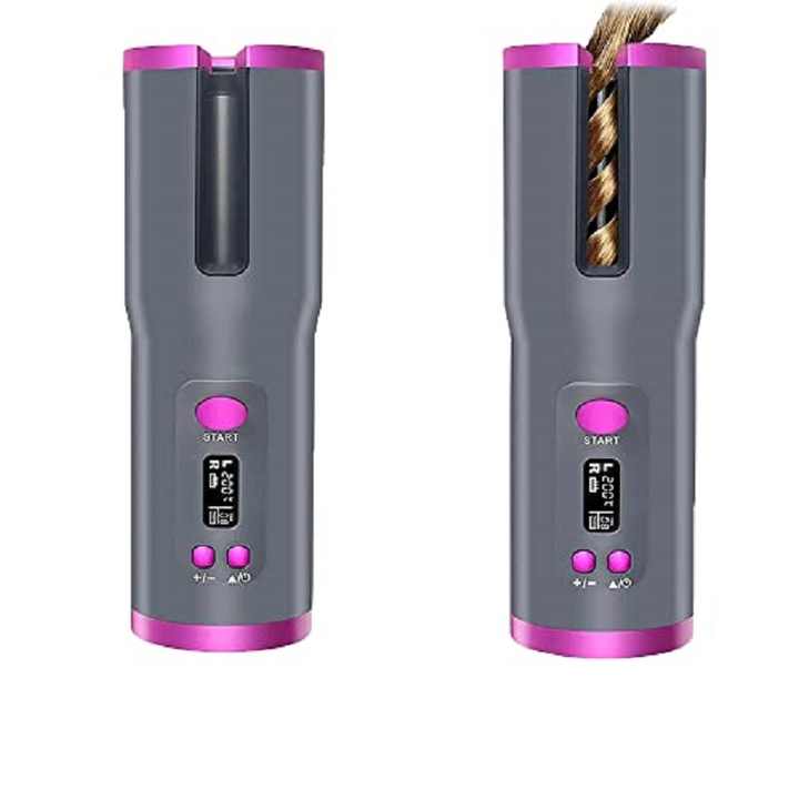 Pink Automatic Hair Curler - USB Rechargeable, Safe and Portable Curling Iron for Quick Styling, Anti-Scald Design, Compact and Lightweight