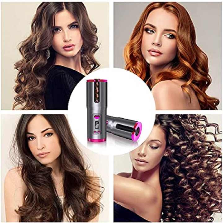 Blue Automatic Hair Curler - USB Rechargeable, Safe and Portable Curling Iron for Quick Styling, Anti-Scald Design, Compact and Lightweight